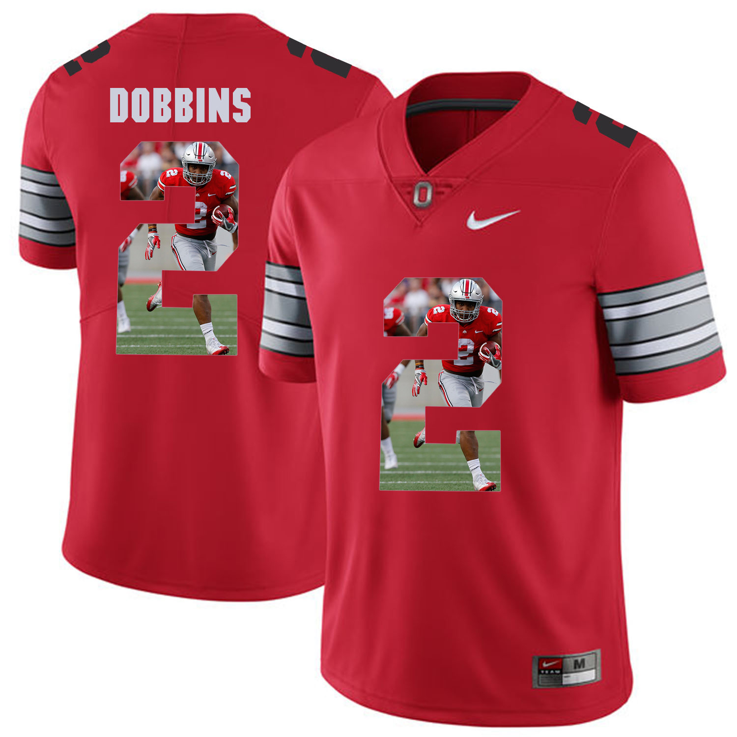 Men Ohio State #2 Dobbins Red Fashion Edition Customized NCAA Jerseys